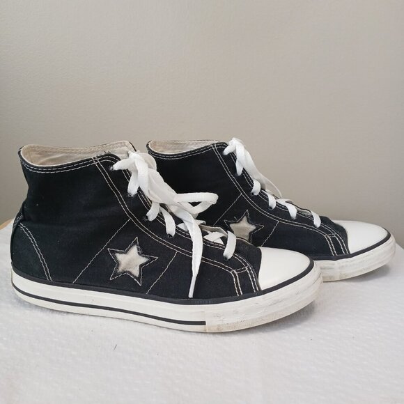 CONVERSE BLACK ONE STAR DX HIGH TOP JUNIOR SIZE 5 GOOD CONDITION - Picture 1 of 12